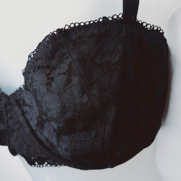 Soma Embraceable Balconette Bra 40DD Lace Black Underwire Sexy Romantic - Picture 2 of 10